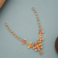 Curved Layerd Floral Dual Tone Gold Necklace