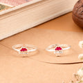 Pink Enamel Floral Silver Toe Ring