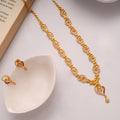 Radiant Floral Leaf Golden Necklace Set