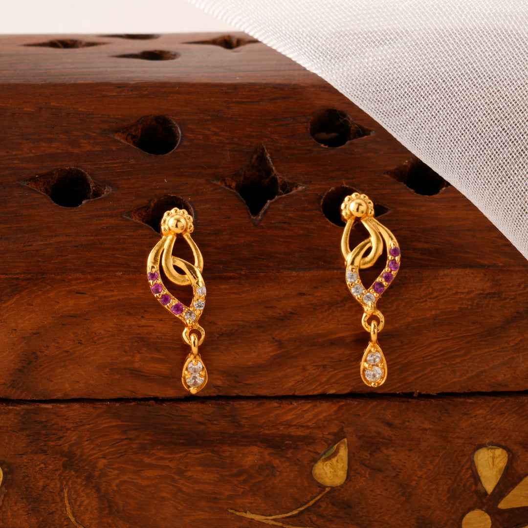 Leaf Twist Gold Plated Silver Earrings