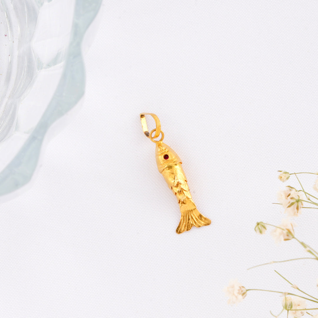 Matte Finish Gold Fish Pendant
