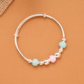 Pastel Blue & Pink Bead Baby Silver Bangle