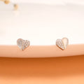 Dual Shape Heart Silver Stud