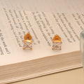 Beautiful Square Shaped Cubic Stone Golden Earring