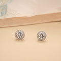 Sparkling White Stone Round Shape Silver Stud