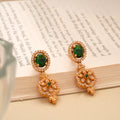 Fancy Emerald Stone with Drops Earring
