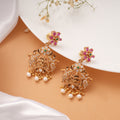 Antique Ruby Emerald Floral Temple Earrings