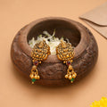 Antique Lakshmi Devi with Green Golden Drops Earring