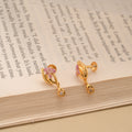 Stylish Pink Enamel Golden Stud