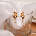 Antique Stone Drops Design Golden Earring