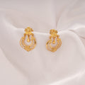 Fancy Leaf Flower Chandbali Design Golden Earring