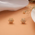 Vintage White Stone Blossom Stone Golden Stud