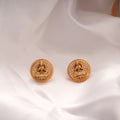 Goddess Lakshmi SunBurst Stone Golden Stud