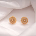 Stylish White Stone Sunflower Golden Stud