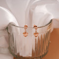 Cute Heart Peach Stone Rose Golden Earrings