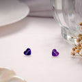 Romantic Silver Purple Enamel Heart Stud