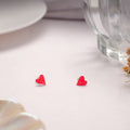 Shining Pink Enamel Heart Design Silver Stud