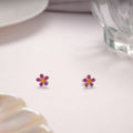 Mini Silver Floral Enamel Stud
