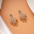 Beautiful Emerald White Stone Hanging Golden Earring