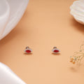 Cute Teardrops Red Stone Silver Stud
