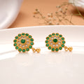 Vintage Green with White Stone Golden Ball Drops Earring