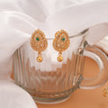 Teardrop Emerald Stone Swarovski Golden Drops Earring