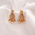 Royal Ruby Pearl Hanging Golden Earring