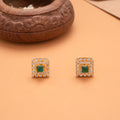Heritage Square Emerald Stone Golden Stud
