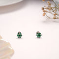 Bright Green Stone Blossom Silver Stud