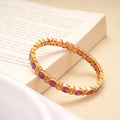 Premium Oval Design Ruby Stone Golden Kada