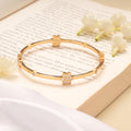 Beautiful Floral Design Stone Golden Bangles