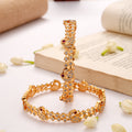Trendy Vintage Peacock Design Stone Golden Bangle
