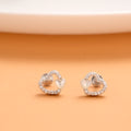 Dual Shape Heart with Stone Silver Stud