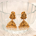 Lakshmi Peacock Pearl Drops Temple Jhumka