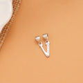 Letter V with Stone Silver Pendant