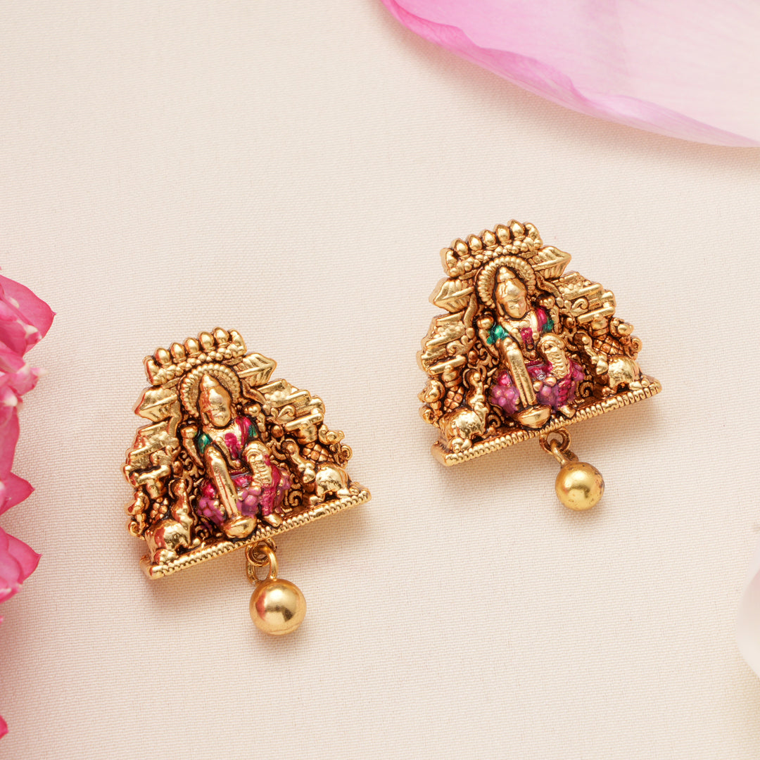 Mahalakshmi Nagas Earrings with Golden Drops