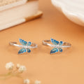 Elegant Blue Enamel Butterfly Silver Toe Ring