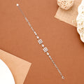 Square Floral White Stone Silver Bracelet