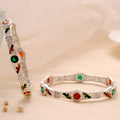Fancy Multi Colour Silver Bangle