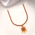 Vintage Ruby Stone Star Drops Pendant Golden Necklace