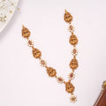 Lotus Lakshmi With Teardrops Stone Golden Necklace
