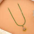 Elegant Single Layer Green Stone Golden Necklace