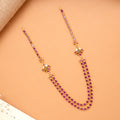 Traditional Pink Ruby Stone Golden Necklace