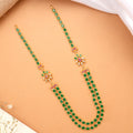 Classic Layered Emerald Green Long Golden Necklace