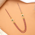 South Indian Ruby Emerald Layered Golden Necklace