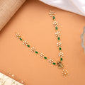 Classic Emerald Green White Stone Golden Necklace