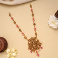 Antique Lotus Lakshmi Pink Stone Golden Necklace