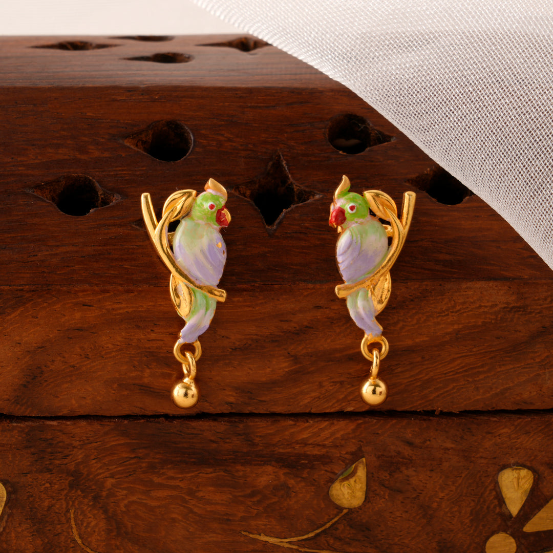 Classic Parrot Golden Drop Earrings