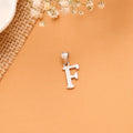 Tiny F with Stone Initial Silver Pendant