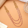Elegant Three Strand Ruby Stone Golden Haram